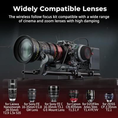 SMALLRIG Wireless Follow Focus Kit (Lite) met Handwielcontroller en Ontvangermotor, A/B-stops en 15 mm Staafklem, Compact Ontwerp, Breed Compatibel met Cinema- en Zoomlenzen met Hoge Demping - 4296B