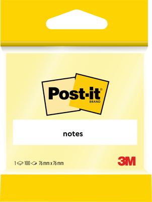 Post-it Notes, 100 vel, ft 76 x 76 mm, geel, op blister
