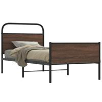 Bedframe zonder matras bewerkt hout bruin eikenkleur 107x203 cm - thumbnail