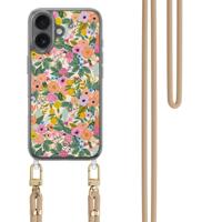 iPhone 17 hoesje met beige koord - Pink garden - thumbnail