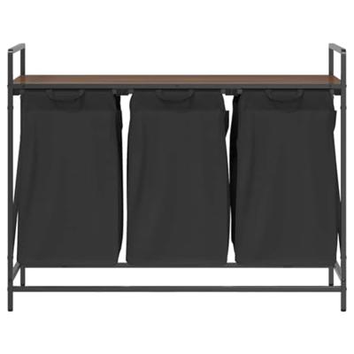 VidaXL Wasmand 3 vakken met plank bruin eikenkleurig