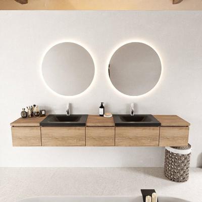 MONDIAZ BUKLA 240cm badmeubel met module 40 kleur Washed Oak met 5 lades. Wastafel CLOUD dubbel 2 kraangaten kleur Urban. MONDIAZ BUKLA 240cm badmeubel met module 40 kleur Washed Oak met 5 lades. Wastafel CLOUD dubbel 2 kraangaten kleur Urban.