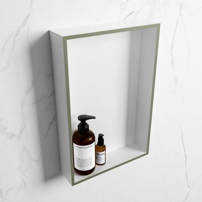 MONDIAZ EASY Nis 44,5x29,5cm in solid surface kleur Army | Talc. 1 vak geschikt voor in- of opbouw MONDIAZ EASY Nis 44,5x29,5cm in solid surface kleur Army | Talc. 1 vak geschikt voor in- of opbouw