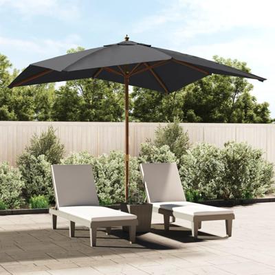VidaXL Parasol met houten paal 300x300x273 cm zwart