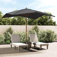 VidaXL Parasol met houten paal 300x300x273 cm zwart - thumbnail