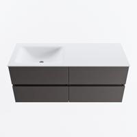 MONDIAZ VICA 120cm badmeubel onderkast Dark Grey 4 lades. Wastafel CLOUD links zonder kraangat, kleur Talc. - thumbnail
