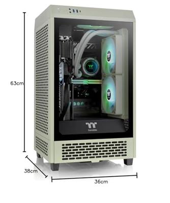 Thermaltake The Tower 200 Mini-tower PC-behuizing Lichtgroen 2 voorgeïnstalleerde ventilators, Zijvenster, Stoffilter