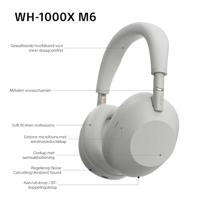SONY WH-1000XM6 Vlaggenschip Noise Cancelling Over-Ear Draadloze Bluetooth Hoofdtelefoon, Handtekening Hi-Res Geluid, Comfort, Opvouwbaar Ontwerp, Duurzame Etui, 30 HR Batterij, iOS & Android - Zilver - thumbnail