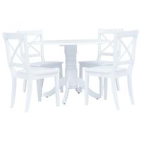5-delige Eethoek massief rubberwood wit - thumbnail