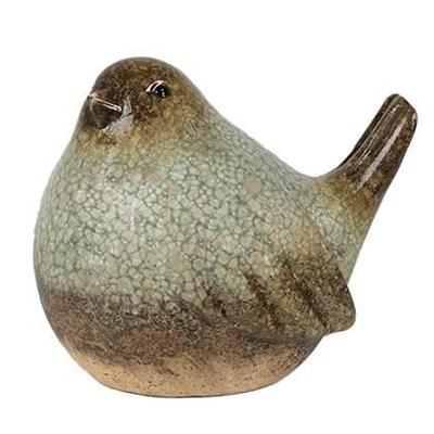 Clayre & Eef Beeld Vogel 14 cm Groen Bruin Keramiek