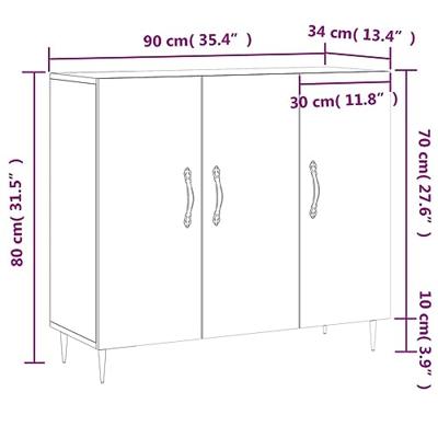 Dressoir 90x34x80 cm bewerkt hout grijs sonoma eikenkleurig