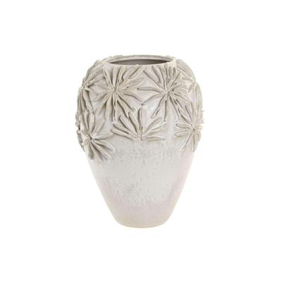 Vaas Home ESPRIT Wit Keramisch Traditionele stijl Blad van een plant 27 x 27 x 35 cm