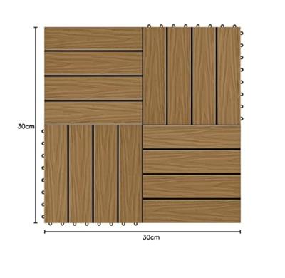 Terrastegels diep relif 30x30 cm 1 m HKC teakkleur 11 st - thumbnail