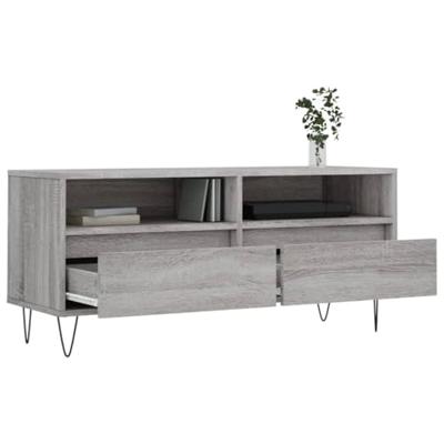 Tv-meubel 100x34,5x44,5 cm bewerkt hout grijs sonoma eikenkleur Tv-meubel 100x34,5x44,5 cm bewerkt hout grijs sonoma eikenkleur