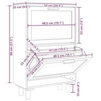 VidaXL Schoenenkast 52x25x80 cm bewerkt hout en rattan zwart - thumbnail