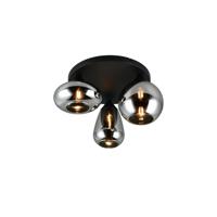 Trio 3-lichts plafondlampLumina zwart met smoke glas - 617030332 - thumbnail