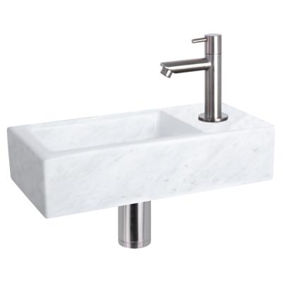 Fonteinset Differnz Helios 37.5x18.5x9.5 cm Marmer Wit Met Rechte Kraan Mat Chroom Fonteinset Differnz Helios 37.5x18.5x9.5 cm Marmer Wit Met Rechte Kraan Mat Chroom