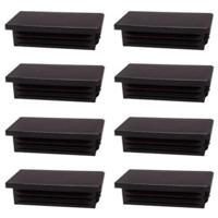 Inslagdop/meubeldop zwart rechthoek 3 bij 2 cm en hoogte 0,4 cm van kunststof - 8 stuks - thumbnail