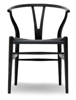 Carl Hansen & Søn CH24 Wishbone Stoel - Gekleurd eikenhout Zwart met zwarte zitting - thumbnail