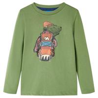 Kindershirt met lange mouwen berenprint 92 lichtkakikleurig - thumbnail