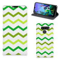 LG Q60 Hoesje met Magneet Zigzag Groen - thumbnail