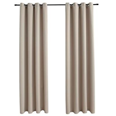 VidaXL Gordijn verduisterend met metalen ringen 2 st 140x175 cm beige VidaXL Gordijn verduisterend met metalen ringen 2 st 140x175 cm beige