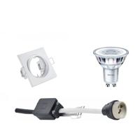 LED Spot Set - GU10 Fitting - Inbouw Vierkant - Mat Wit - Kantelbaar 80mm - Philips - CorePro 830 36D - 4W - Warm Wit 3000K - Dimbaar - thumbnail