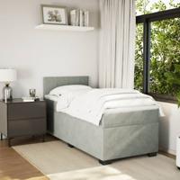 Boxspring met matras fluweel lichtgrijs 100x200 cm - thumbnail