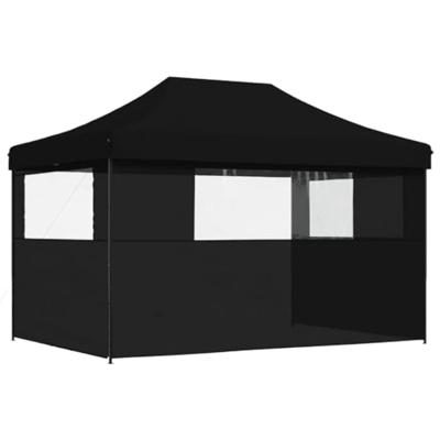 Partytent inklapbaar pop-up met 3 zijwanden zwart Partytent inklapbaar pop-up met 3 zijwanden zwart