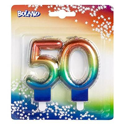 Kaarsje Regenboog Cijfer 50
