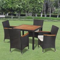 5-delige Tuinset met kussens poly rattan zwart - thumbnail