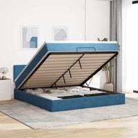Ottoman bed met matras en LED's 160x200cm fluweel donkerblauw - thumbnail