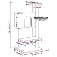 Kattenmeubel met sisal krabpalen 108,5 cm lichtgrijs - thumbnail