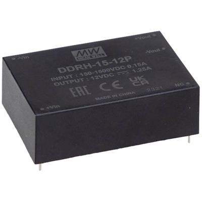 MEAN WELL DDRH-15-15P DC/DC-converter, print 15 V/DC Aantal uitgangen:1 x Inhoud 1 stuk(s)