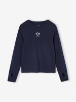 Sport t-shirt met tennis motief voor meisjes met lange mouwen marineblauw - thumbnail