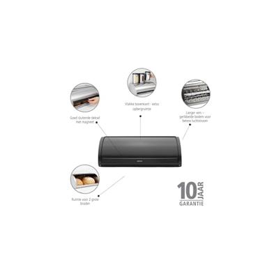 Brabantia Broodtrommel met Schuifdeksel Mat Zwart