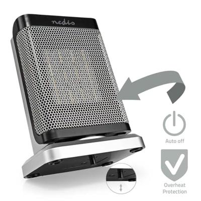 Keramische PTC-Ventilatorkachel | 1000 / 1500 W | 2 Verwarmingsmodi | Instelbare thermostaat | Draait automatisch | Oververhittingsbeveiliging | Omvalpreventie