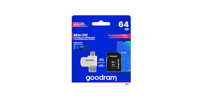 Goodram All in one M1A4-0640R12 flashgeheugen 64 GB MicroSDXC Klasse 10 UHS-I + De kaartlezer