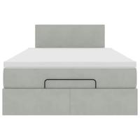 Ottoman bed met matras 120x200 cm fluweel lichtgrijs - thumbnail