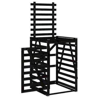 Containerberging 84x90x128,5 cm massief grenenhout zwart