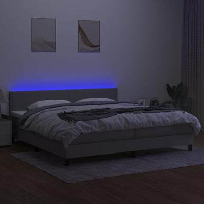 Boxspring met matras en LED stof lichtgrijs 200x200 cm