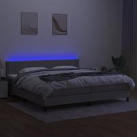 Boxspring met matras en LED stof lichtgrijs 200x200 cm - thumbnail