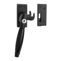 De Oude Deurklink Klassieke raamsluiting zwart met slot en ventilatiestand links - thumbnail