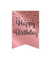 Vlaggetjesslinger roze/zwart - Birthday - thumbnail