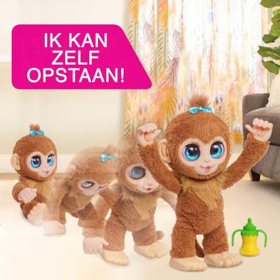 Interactief speelgoed - BONTVRIENDEN - Peanut the Monkey - Ruim 100 reacties, wandelen, balanceren en knuffelen - thumbnail