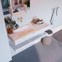 MONDIAZ ALAN-DLUX 110cm planchet Ostra. Vrijhangende wastafel CLOUD links zonder kraangat, kleur Ostra. - thumbnail