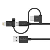 Belkin Micro-USB-kabel (met Lightning-Connector-adapter, 0,9 m, geschikt voor Samsung Galaxy, iPad, iPhone 8/8 Plus, iPhone X, iPhone 6/6s/6 Plus/6s Plus, iPhone 7/7Plus, iPhone SE) zwart - thumbnail