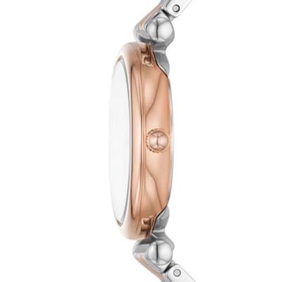 Fossil ES5201 Horloge Carlie staal rose- en zilverkleurig 28 mm