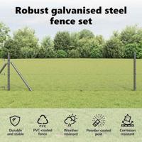 VidaXL Afrasteringspaal grijs 25 x 0,8 m (13 mm gaas) staal en pvc - thumbnail