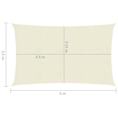 VidaXL Zonnezeil 160 g/m² 3,5x5 m hdpe crèmekleurig VidaXL Zonnezeil 160 g/m² 3,5x5 m hdpe crèmekleurig